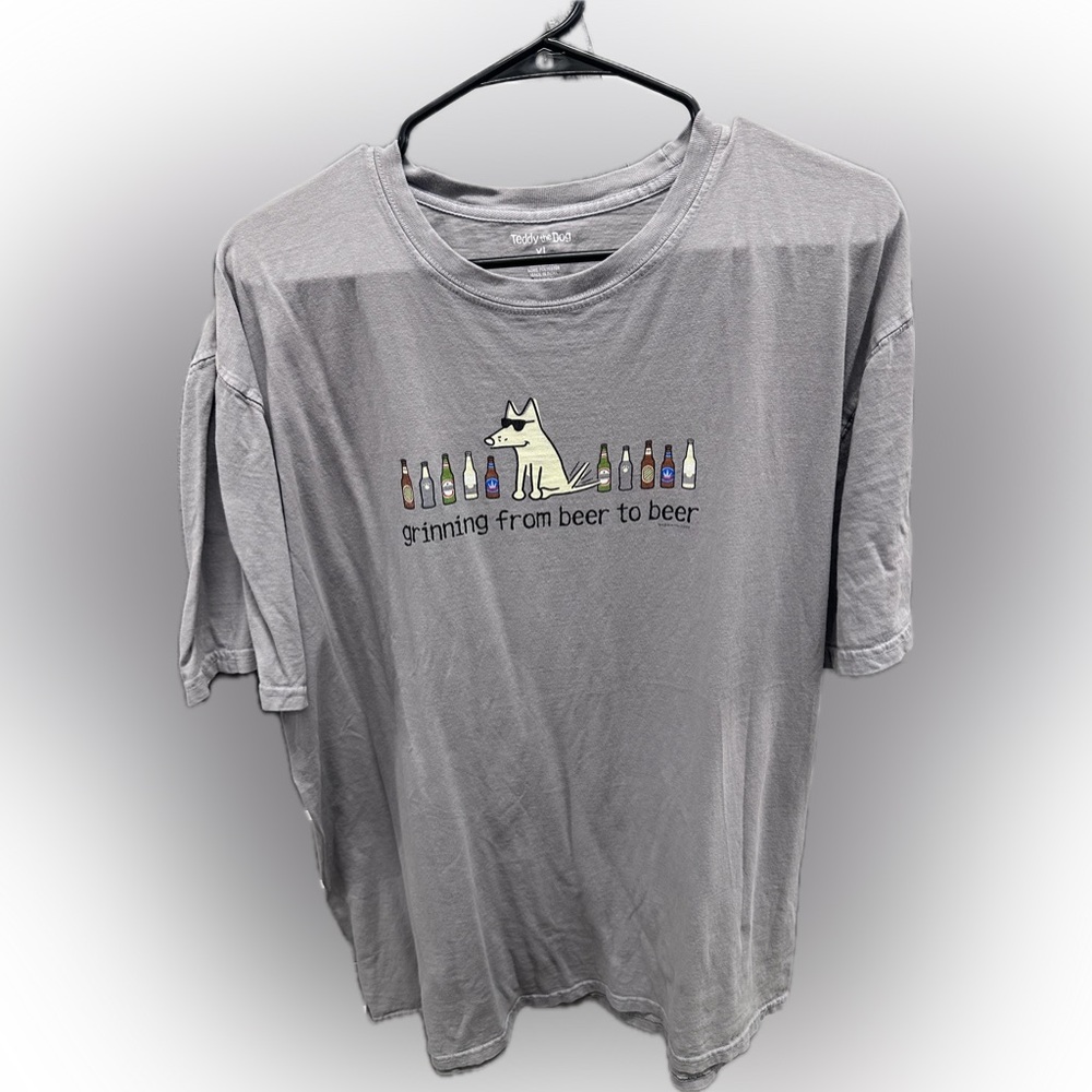 Grinning Beer To Beer Teddy the Dog T-Shirt